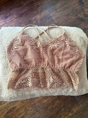 Source Unknown Mauve Lace Cropped Bralette